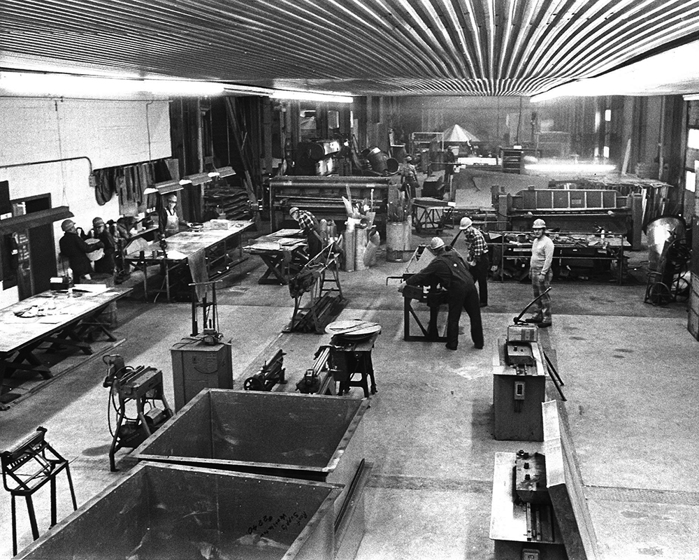 Workers in the original A.W. Kuettel & Sons sheet-metal fabrication shop